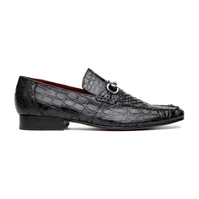 Marco Di Milano Landro Men's Shoes Black Exotic Crocodile Horsebit Loafers 2 LANDRO_FLANK YAKAREI_BLACK_10.5  - from alligatorwarehouse.com