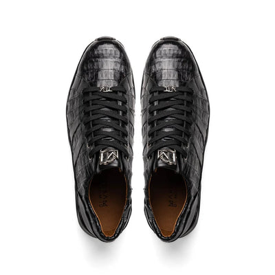 Marco Di Milano Nino Men's Shoes Black Sleek Genuine Caiman Crocodile Fashion Sneaker 5 NINO_CAIMAN FUSCUS_BLACK_8  - from alligatorwarehouse.com