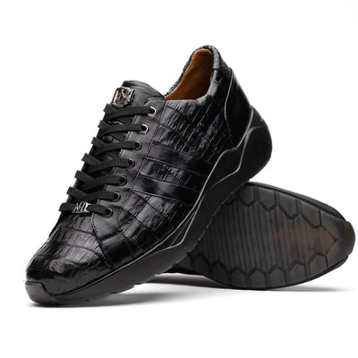 Marco Di Milano Nino Men's Shoes Black Sleek Genuine Caiman Crocodile Fashion Sneaker 1 NINO_CAIMAN FUSCUS_BLACK_8  - from alligatorwarehouse.com