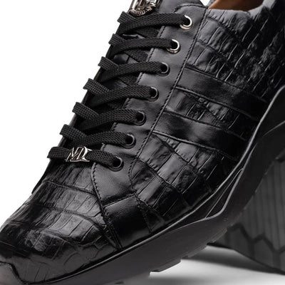 Marco Di Milano Nino Men's Shoes Black Sleek Genuine Caiman Crocodile Fashion Sneaker 4 NINO_CAIMAN FUSCUS_BLACK_8  - from alligatorwarehouse.com
