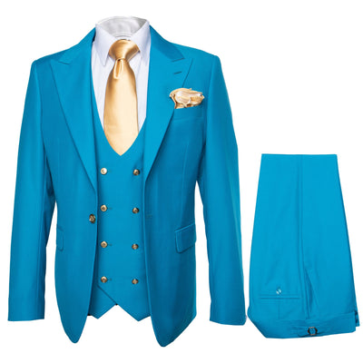 Rossi Man BOND RM1776 Slim Fit 3-Piece Suit – Tailored Turquoise Blue Suit for Formal Occasions 1   - from alligatorwarehouse.com