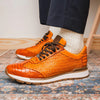 Marco Di Milano Roma Men's Shoes Brandy Exotic Crocodile / Woven Leather Casual Sneakers 6 ROMA_CAIMAN FUSCUS_BRANDY_8  - from alligatorwarehouse.com