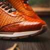 Marco Di Milano Roma Men's Shoes Brandy Exotic Crocodile / Woven Leather Casual Sneakers 8 ROMA_CAIMAN FUSCUS_BRANDY_8  - from alligatorwarehouse.com