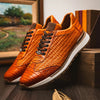 Marco Di Milano Roma Men's Shoes Brandy Exotic Crocodile / Woven Leather Casual Sneakers 7 ROMA_CAIMAN FUSCUS_BRANDY_8  - from alligatorwarehouse.com