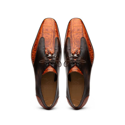 Marco Di Milano Anzio Exotic Alligator & Calfskin Leather Brandy Oxfords 7 ANZIO_ALLIGATOR_BRANDY_8  - from alligatorwarehouse.com