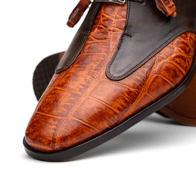 Marco Di Milano Anzio Exotic Alligator & Calfskin Leather Brandy Oxfords 4 ANZIO_ALLIGATOR_BRANDY_8  - from alligatorwarehouse.com