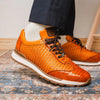 Marco Di Milano Roma Men's Shoes Brandy Exotic Crocodile / Woven Leather Casual Sneakers 4 ROMA_CAIMAN FUSCUS_BRANDY_8  - from alligatorwarehouse.com