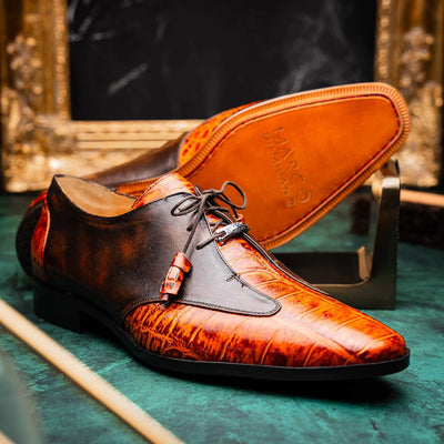 Marco Di Milano Anzio Exotic Alligator & Calfskin Leather Brandy Oxfords 10 ANZIO_ALLIGATOR_BRANDY_8  - from alligatorwarehouse.com