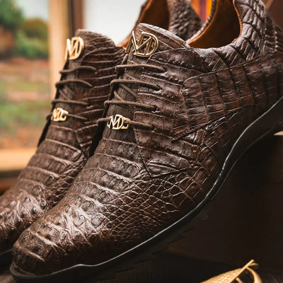 Marco Di Milano Kratos Men's Shoes Brown Exotic Caiman Crocodile Sport Sneakers 3 KRATOS_CAIMAN FUSCUS_BROWN_7  - from alligatorwarehouse.com