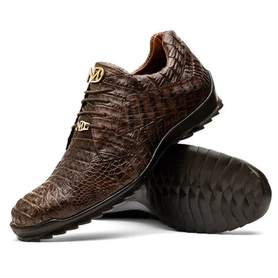Marco Di Milano Kratos Men's Shoes Brown Exotic Caiman Crocodile Sport Sneakers 1 KRATOS_CAIMAN FUSCUS_BROWN_7  - from alligatorwarehouse.com