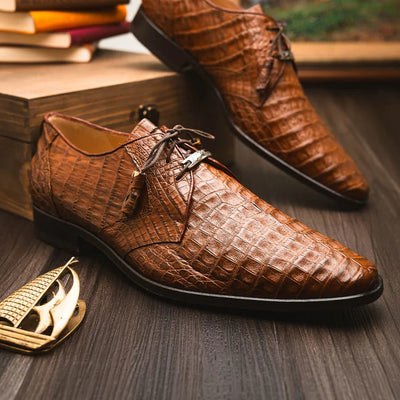Marco Di Milano Lacio Men's Shoes Bay Apache Brown Genuine Caiman Crocodile Dress Derby Oxfords 7 LACIO_CAIMAN FUSCUS_BAY APACHE_8  - from alligatorwarehouse.com