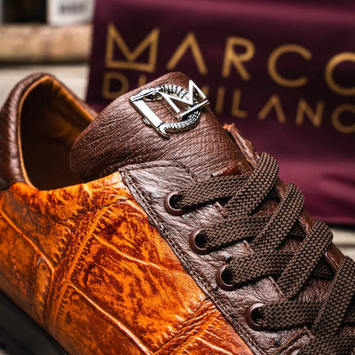 Marco Di Milano Saulo Men's Shoes Brandy & Brown Exotic Ostich / Alligator Casual Sneakers 5 SAULO_ALLIGATOR-OSTRICH_BRANDY_8  - from alligatorwarehouse.com