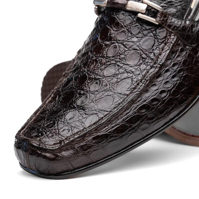 Marco Di Milano Fabro Men's Shoes Brown Exotic Crocodile Horsebit Loafers 11 FABRO-TIN_CAIMAN_BROWN_8  - from alligatorwarehouse.com