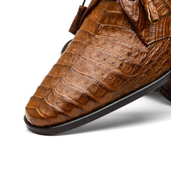 Marco Di Milano Lacio Men's Shoes Bay Apache Brown Genuine Caiman Crocodile Dress Derby Oxfords