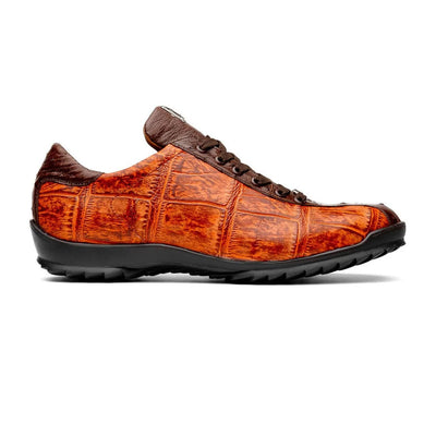 Marco Di Milano Saulo Men's Shoes Brandy & Brown Exotic Ostich / Alligator Casual Sneakers 7 SAULO_ALLIGATOR-OSTRICH_BRANDY_8  - from alligatorwarehouse.com