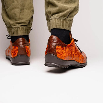 Marco Di Milano Saulo Men's Shoes Brandy & Brown Exotic Ostich / Alligator Casual Sneakers 8 SAULO_ALLIGATOR-OSTRICH_BRANDY_8  - from alligatorwarehouse.com