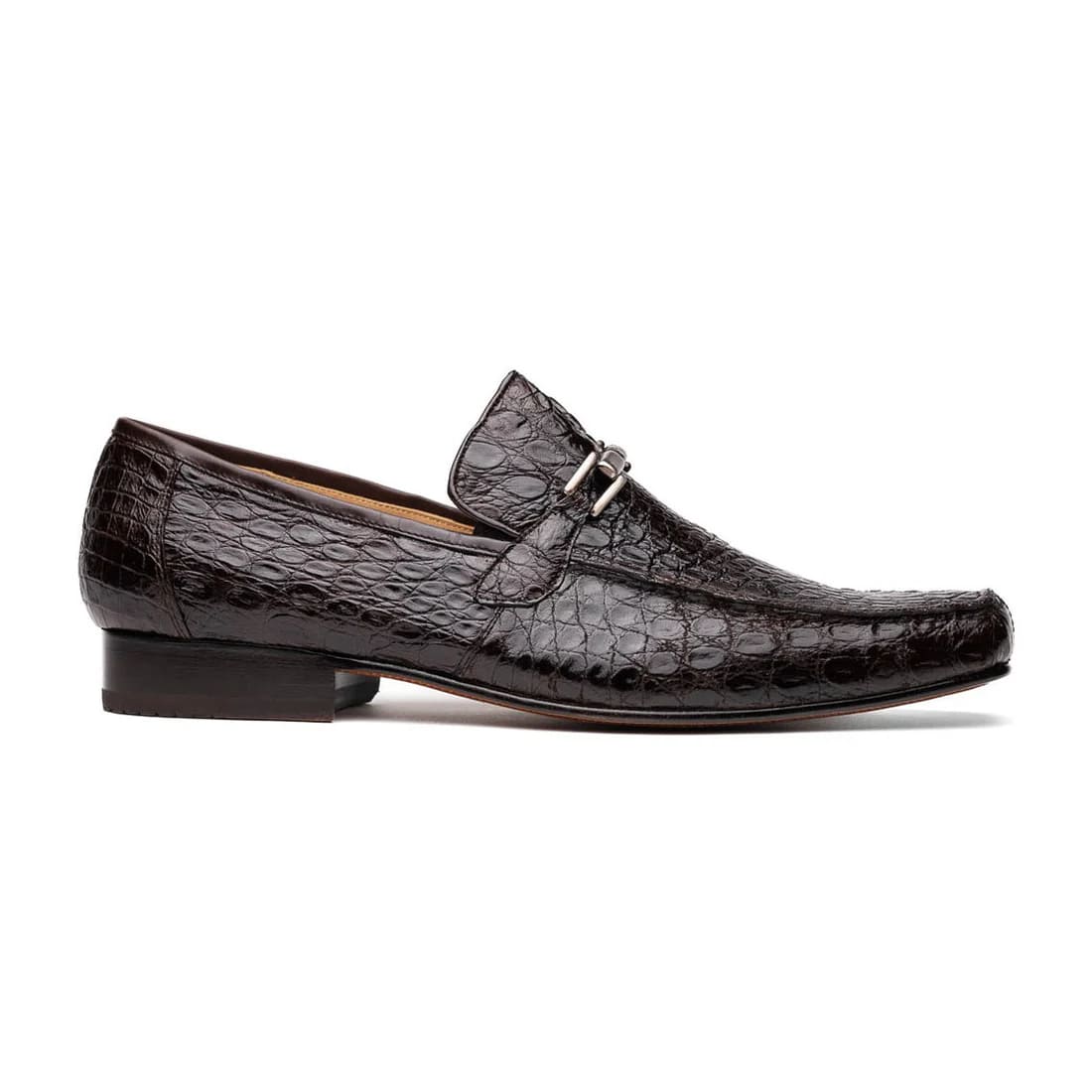 Marco Di Milano Fabro Men's Shoes Brown Exotic Crocodile Horsebit Loafers