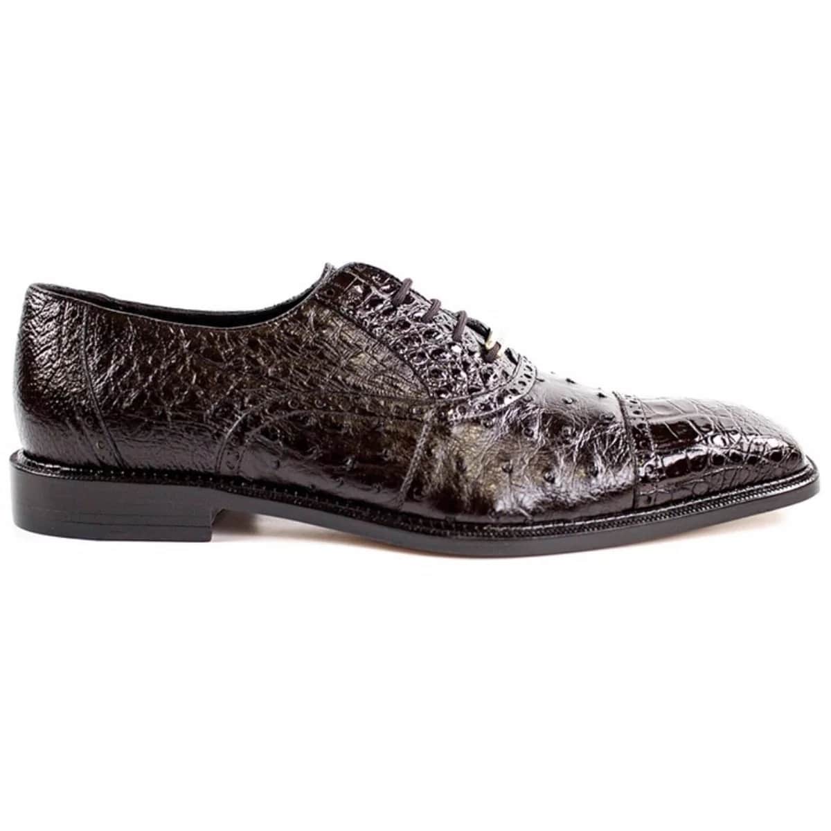 Belvedere Onesto Men's Brown Genuine Ostrich And Crocodile Oxfords 1 MEN 1419 BROWN-M-06  - from alligatorwarehouse.com