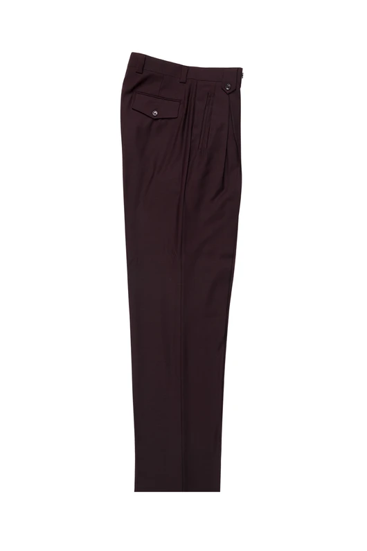 Tiglio Luxe Burgundy Wide Leg, Pure Wool Dress Pants 2576