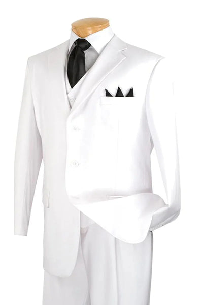 Mens 3 Button Classic Fit Vested Basic Suit in White 1 6U-6597  - from alligatorwarehouse.com