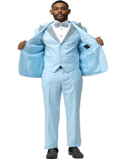 Baby Blue Prom Tuxedo - Perfect Wedding Suit Vested rhinestone Lapelled 2   - from alligatorwarehouse.com
