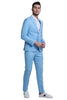 Men's Two Button Peak Lapel Summer Linen Style Beach Wedding Suit in Baby Blue 2   - from alligatorwarehouse.com