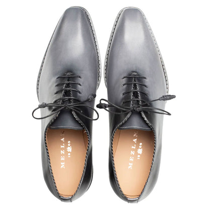 Men's Barbaro Two-Tone Grey/Black Calfskin Leather Whole-Cut Oxfords By Mezlan Made In Spain Brand