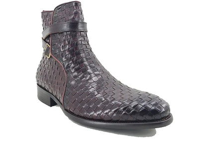 Basket Weave Calfskin Buckle Boot 2 KB886-17XBURGUNDY8  - from alligatorwarehouse.com