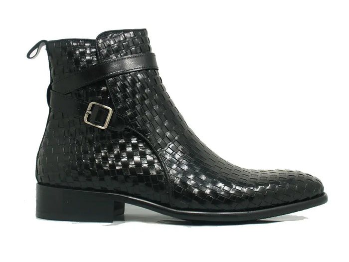 Carrucci Basket Weave Calfskin Buckle Boot