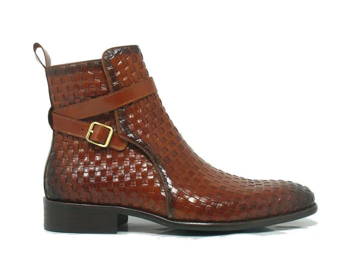 Carrucci Basket Weave Calfskin Buckle Boot
