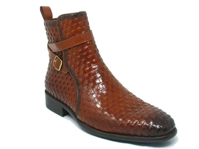 Basket Weave Calfskin Buckle Boot 13 KB886-17XBURGUNDY8  - from alligatorwarehouse.com