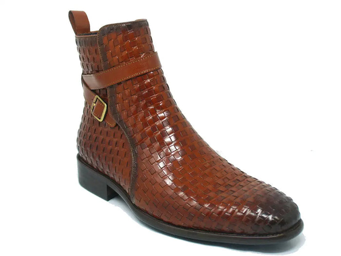 Carrucci Basket Weave Calfskin Buckle Boot