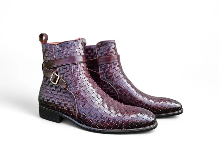Carrucci Basket Weave Calfskin Buckle Boot