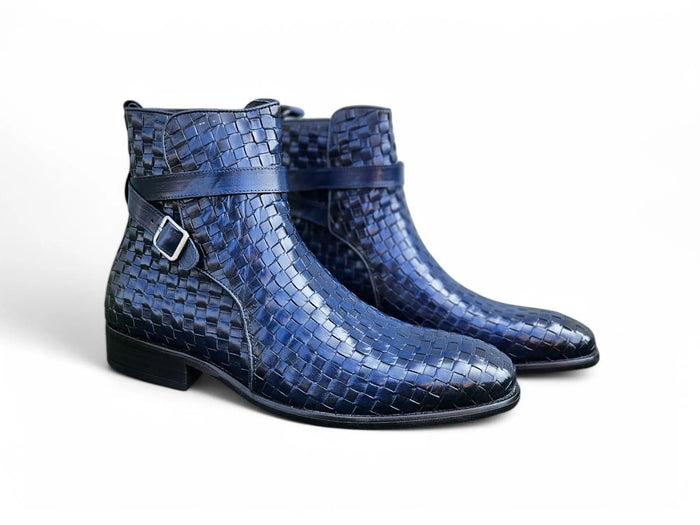 Carrucci Basket Weave Calfskin Buckle Boot