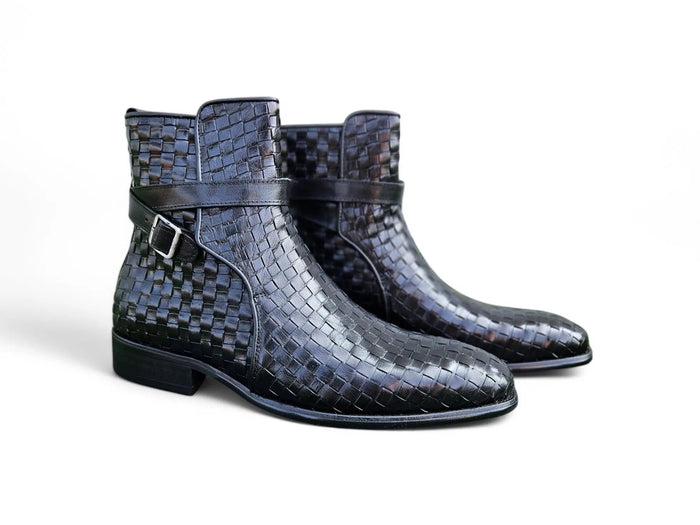 Carrucci Basket Weave Calfskin Buckle Boot
