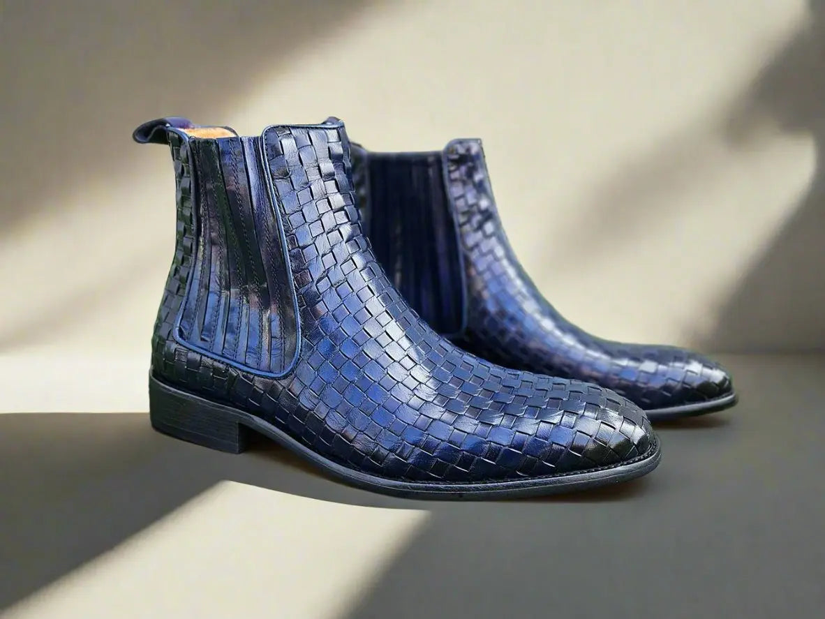 Basket Weave Leather Chelsea Boot