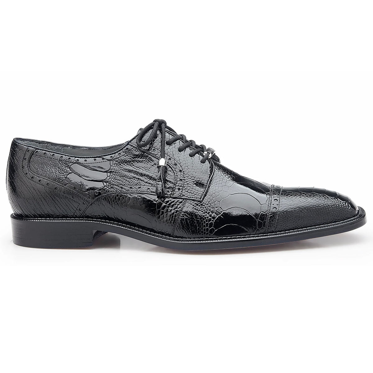 Men's Belvedere Batta Cap Toe Ostrich Dress Shoe in Black