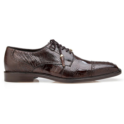 Men's Belvedere Batta Cap Toe Ostrich Dress Shoe in Brown 1 MEN 14006 CHOCOLATE-M-09  - from alligatorwarehouse.com