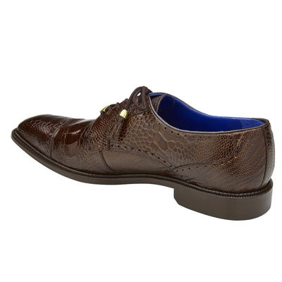 Men's Belvedere Batta Cap Toe Ostrich Dress Shoe in Brown 4 MEN 14006 CHOCOLATE-M-09  - from alligatorwarehouse.com