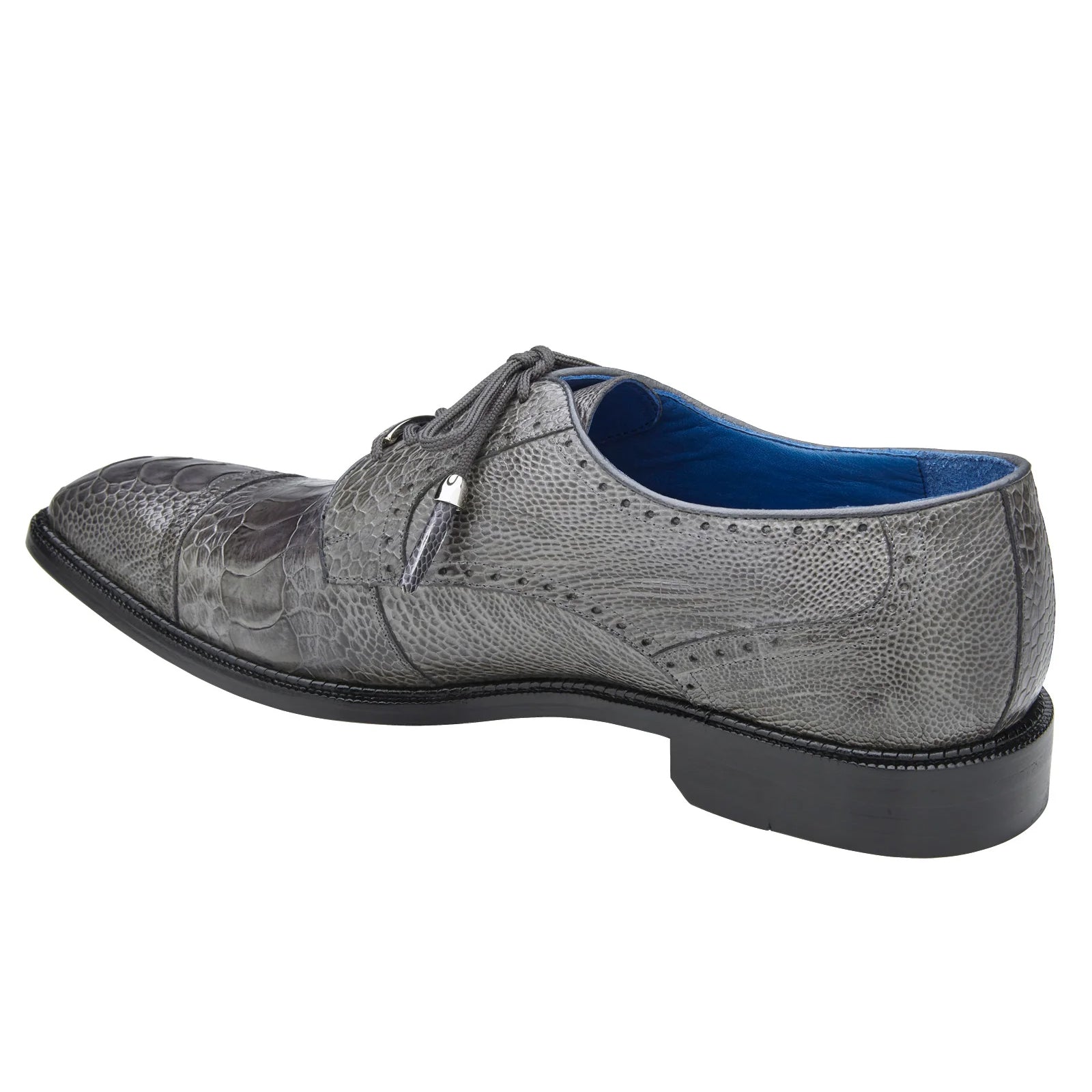 Men's Belvedere Batta Cap Toe Ostrich Dress Shoe in Grey