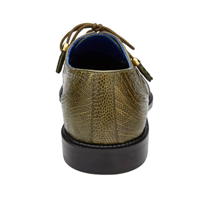 Men's Belvedere Batta Cap Toe Ostrich Dress Shoe in Olive Green 5 MEN 14006 OLIVE-M-09  - from alligatorwarehouse.com