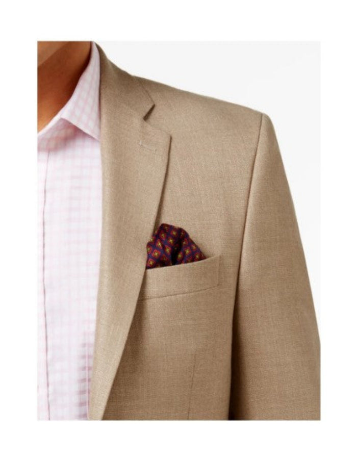 Men’s Tan Beige Sport Coat with 2 Button Front, Summer Dress Casual Blazer Jacket