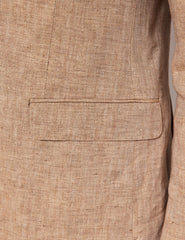 Mens Linen Suit For Beach Wedding - Summer  Suit in Beige Herringbone