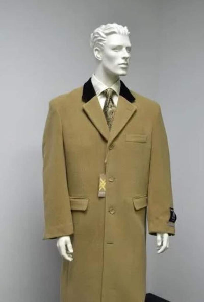Chesterfield Wool & Cashmere Full Length Velvet Collar Beige ~ Camel and brown ~ Khaki 1   - from alligatorwarehouse.com