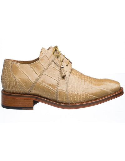 Ferrini Shoes - Mens Alligator Dress Shoe - Ferrini 205 Belly Alligator Plain Toe Shoes Beige 3 F205-BE-090  - from alligatorwarehouse.com