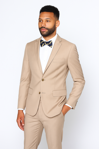 Beige Slim Fit Suit for Men by Rossiman Rossi – Tailored Skinny Fit Formal Suit 4   - from alligatorwarehouse.com