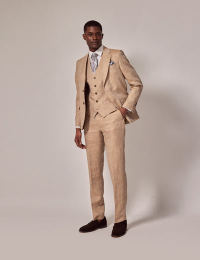 Mens Linen Suit For Beach Wedding - Summer  Suit in Beige 13 HG-2208  - from alligatorwarehouse.com
