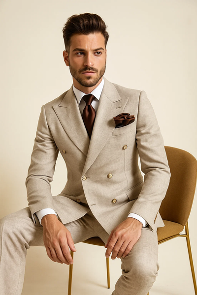 Suits With Baggy Pleated Pants - Wide Leg Pants 100% Wool - Classic Fit in  Light Brown Color by Rossiman 6   - from alligatorwarehouse.com