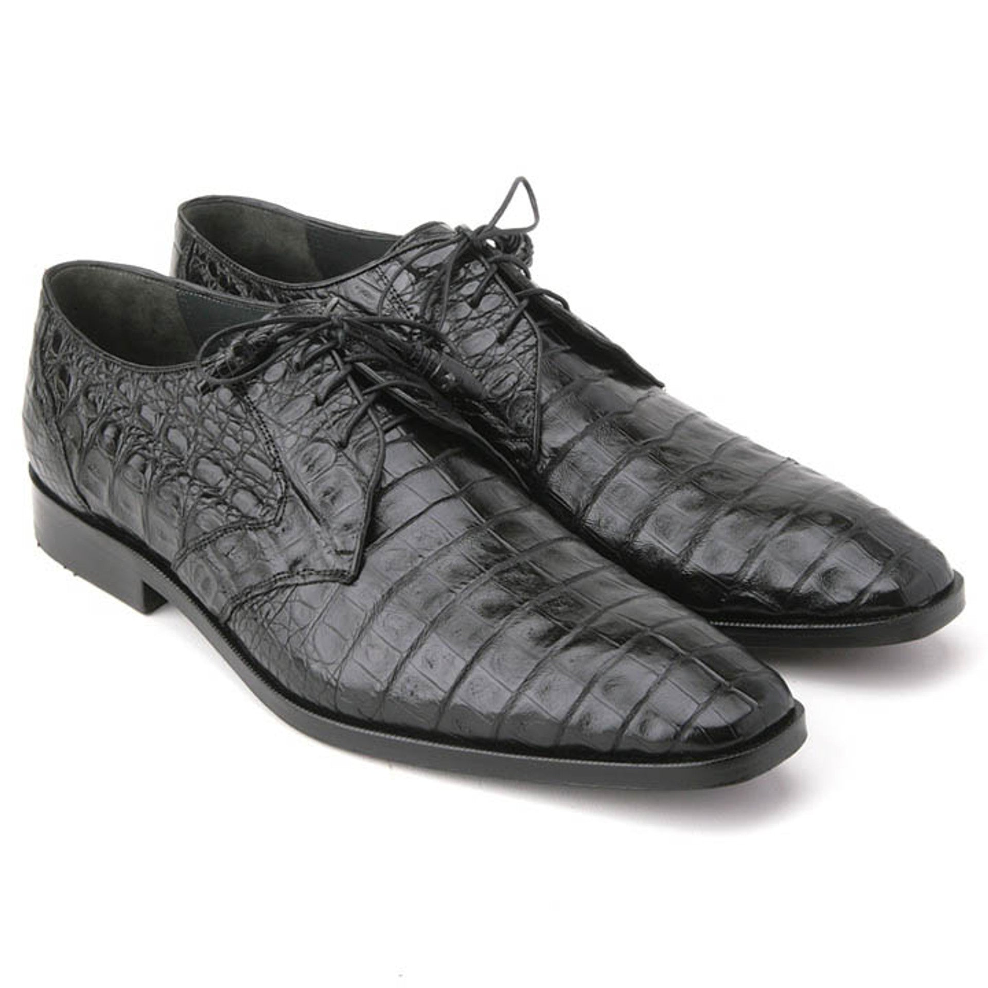 Los Altos Belly Black Genuine All-Over Crocodile Shoes