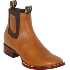 Los Altos Boots - Mens Dress Cowboy Boot - Low Priced Belmont Honey Brown Square Toe Ankle Boots- in Honey Brown